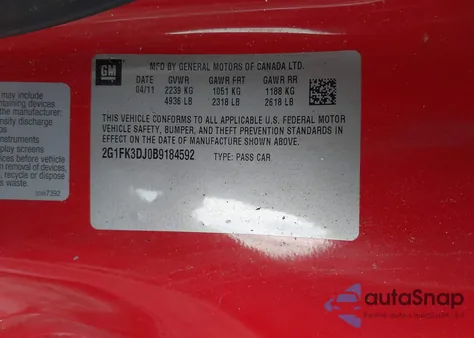 2011 Chevrolet Camaro 2Ss z USA, uszkodzony, nr VIN 2G1FK3DJ0B9184592